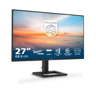 Image of PHILIPS 27E1N1300AM 27 inch FHD monitor, speakers (1920x1080, 100 Hz, HDMI, USB C (65W Power Delivery), Hub) black