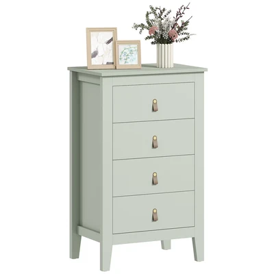 Image of HOMCOM Bedroom Chest of Drawers Modern 4 Drawer Dresser Green