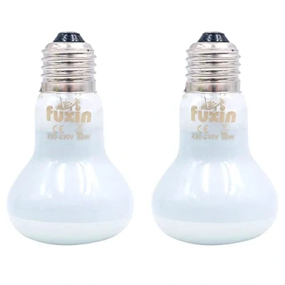 Image of ANCLLO 2pcs Reptile Heating Bulbs, Durable Infrared Heat Lamp Warming Light Bulb White Pet for and Amphibian Lizard Tortoise Spider Snake Chameleon 220 230V(50W)