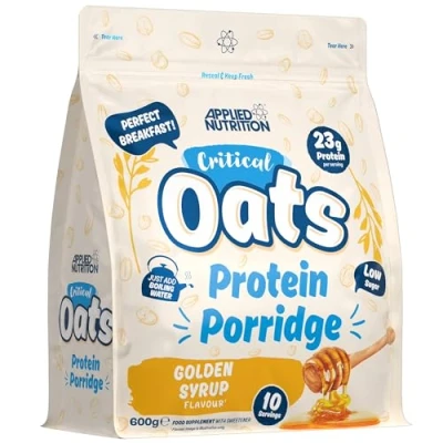 Image of Applied Nutrition Critical Oats Advanced Protein Porridge Whey Powder Blend with Wholegrain &amp; ISO XP Isolate, Amino Acids, Easy Mix (600g 10 Servings) (Golden Syrup)