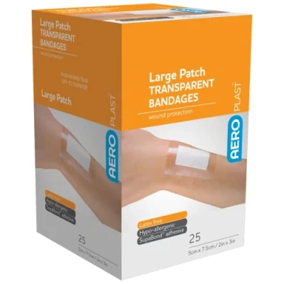 Image of Aeroplast Transparent Plasters, Large Patch 50mm x 75mm (Box of 25)