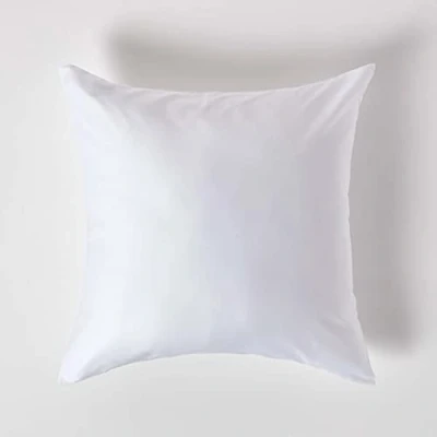 Image of HOMESCAPES White Organic Cotton Euro Size Pillowcase 60 x cm 400TC 600 Thread Count sateen Equivalent Pillow Case with Zip