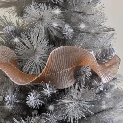Image of Melody Maison Pink Sparkle Ruffle Christmas Tree Ribbon 270cm