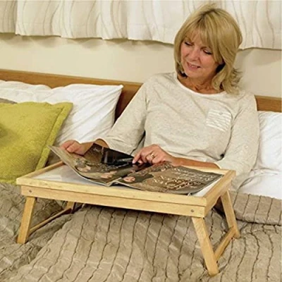 Image of Homecraft Wooden Bed Tray, Adjustable Tilt for Multiple Uses, Laminated Ease of Cleaning, Tray Legs Position Comfortably Across Lap, All Ages, (Eligible VAT relief in the UK)