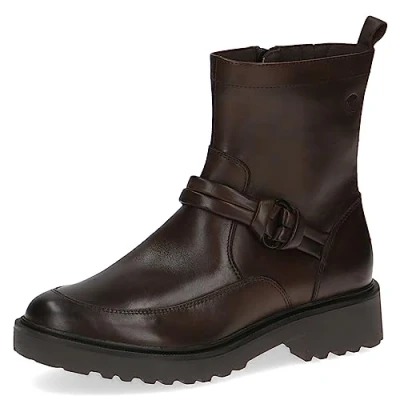 Image of Caprice Women&#039;s 9 25420 41 Flat Ankle Boots, Dark Brown Nappa 337, 6 UK