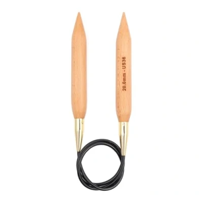 Image of KnitPro 150 cm x 20 mm Basix Fixed Circular Needles, Birch, biege