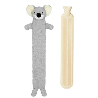Image of CityComfort Hot Water Bottle with Animal Fleece Cover 1 or 2 Litre Capacity Natural Rubber Long Plush Cute Cosy Gifts (Koala Long)