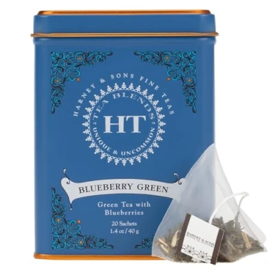 Image of Harney &amp; Sons Fine Teas HT Collection BLUEBERRY GREEN 20 ct Sachet Tin by