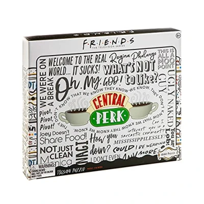 Image of Paladone Friends Central Perk 1000 Piece Jigsaw Puzzle Collage Popular Slogans , White