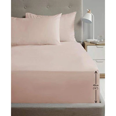 Image of Rapport Luxury Super Soft Percale Plain Pillowcase 2 Pack Pair Blush