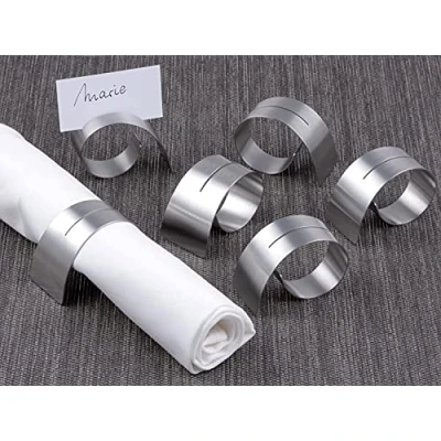 Image of TextilDepot24 Stainless Steel Napkin Rings, Set of 6, Round, Brushed Finish, 4.2 6.5 cm Diameter, 1.8 3.6 Width