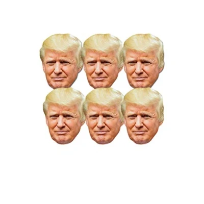 Image of Star Cutouts SMP366 Fun Cardboard Six Pack of Face Masks Donald Trump. Great Talking Point, for Events and Parties. Hand/A