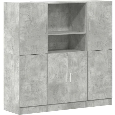 Image of vidaXL 3 Piece Kitchen Cabinet Set Concrete Grey Engineered Wood