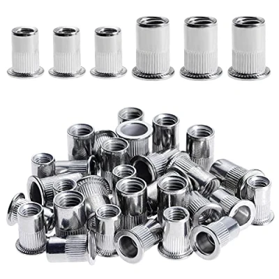 Image of Gueenky 100PCS M6 M8 Rivet Nuts, Nutsert Stainless Steel, Flat Head Threaded Rivets for Wood Furniture