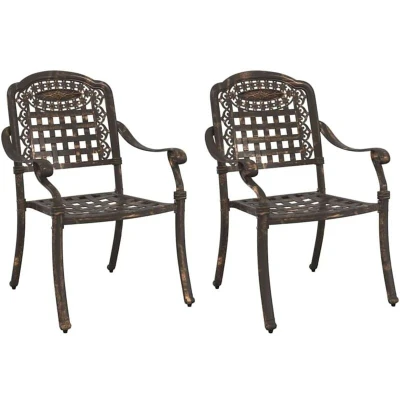 Image of vidaXL Garden Chairs 2 pcs Bronze Cast Aluminium