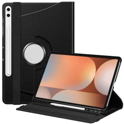 Image of Fintie Rotating Case for Samsung Galaxy Tab S9 FE+ Plus/Galaxy S9+ Plus 12.4 Inch 2023 with S Pen Holder, 360 Degree Swiveling Stand Cover Auto Sleep/Wake, Black