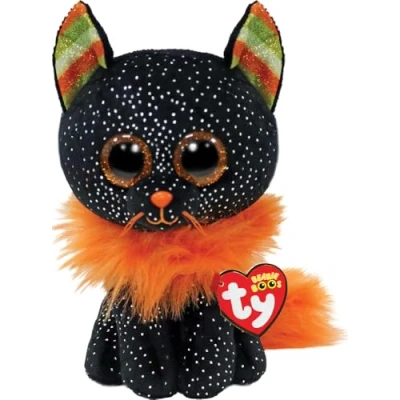 Image of Ty Morticia Cat Orange Beanie Boo Regular Halloween 2022 Baby Soft Plush Toy Collectible Cuddly Stuffed Teddy