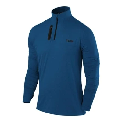 Image of TCA Fusion Gym Tops for Men Training Sports Long Sleeve Running Top Clothes Deep Blue, L