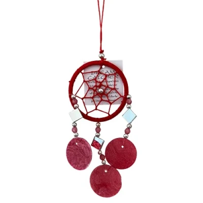 Image of VIE Naturals Capiz Dream Catcher, No Feathers, 6cm, Red