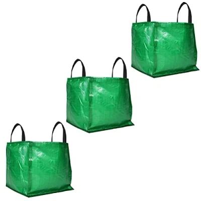 Image of SPARES2GO Heavy Duty Waste Bags Cover Sack for Garden Shredder Mulcher Chipper 120 Litre (Pack of 3, Green)