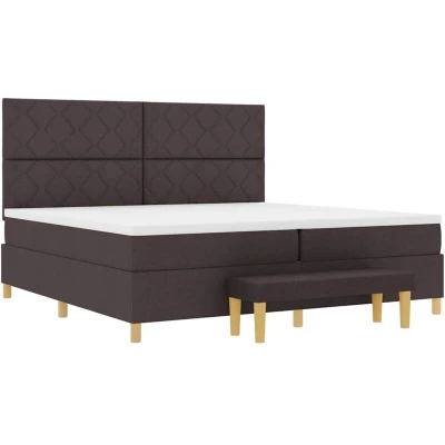 Image of Box Spring Bed with Mattress &amp; Bench Dark Brown 200x200 cm Fabric Vidaxl