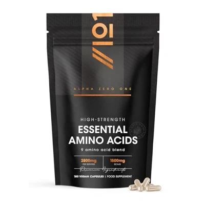 Image of Essential Amino Acids 2800mg with BioPerine® 180 Vegan Capsules All 9 EAA 3 BCAA&#039;s Plus 6 More EAAs to Build and Repair Muscle by Alpha01