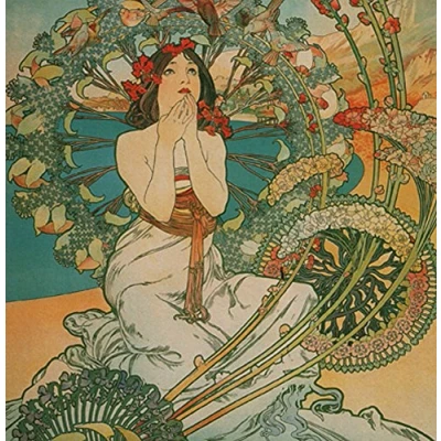 Image of Alphonse Mucha Monaco 14x14cm Greetings Card &quot;Blank Inside&quot;