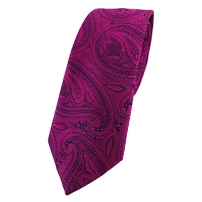 Image of TigerTie Slim NECKTIE, Magenta Berry Purple Black Paisley, Polyester, One size