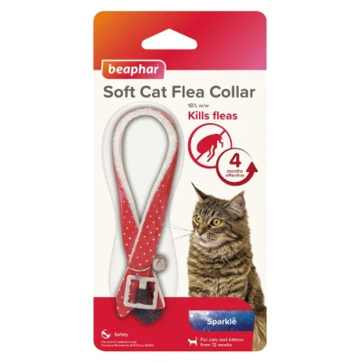 Image of Beaphar, Soft Flea Collar For Cats, Kills Fleas up to 4 Months, Veterinary Medicine, Adjustable With Safety Mechanism, Cats From 12 Weeks of Age, 1 x Sparkle Collar, Colours May Vary