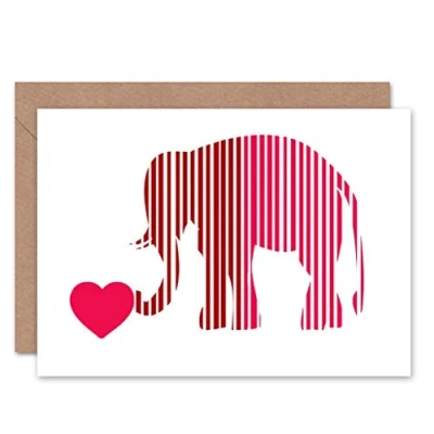 Image of Wee Blue Coo ELEPHANT LOVE HEART ROMANCE VALENTINES DAY BLANK BIRTHDAY CARD