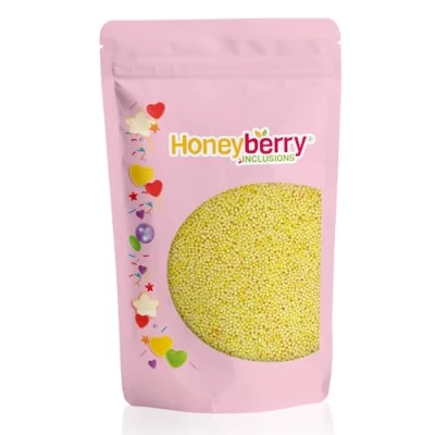Image of HONEYBERRY INCLUSIONS Yellow Nonpareils Sprinkles 200g Natural Bright Hundreds &amp; Thousands for Baking, Cupcake and Cake Decorations, Ice Cream Dessert Decorating Toppers