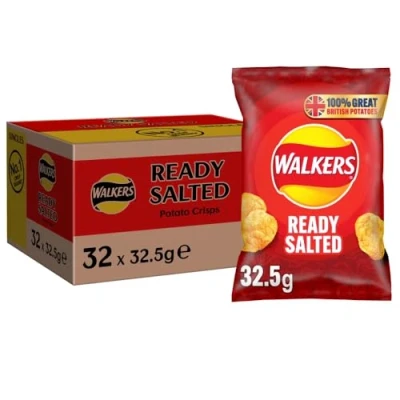 Image of Walkers Ready Salted Crisps Potato Chip , 32.5g (Case of 32)