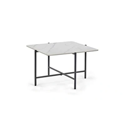 Image of Julian Bowen Siena White Marbled Sintered Stone Square Coffee Table