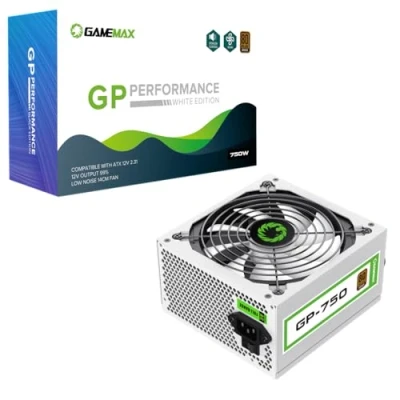 Image of GameMax GP Series 750W 80 Plus Bronze Power Supply 750, Fully Wired, Single Rail, 140mm Fan, ATX PSU White