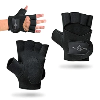 Image of Globaleather Easy Fit Wheelchair Gloves Black (XXX Large) Hardwearing, Padded Breathable Neoprene, Rubberised Palm for Great Grip, Comfort &amp; Durability