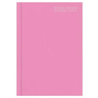 Image of 2025 2026 A5 Academic Day a Page Diary Hardback Mid Year Planner with Textured Covers Organiser for Students &amp; Teachers (Pink)