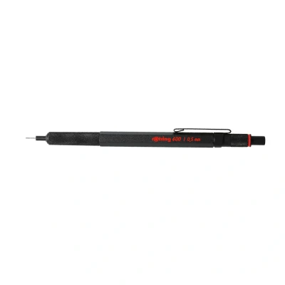 Image of rOtring 600 Mechanical Pencil 0.5 mm Black All Metal Body Propelling Non Slip Knurled Grip &amp; Hexagonal Barrel