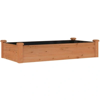 Image of vidaXL Garden Raised Bed Solid Fir Wood, Brown, 120x60x25 cm Deep, Wide Planting Space with Separating Liner, Open Bottom Design for Enhanced Drainage