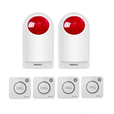 Image of Strobe Siren Panic Alarm Button with Light for Home Caring Loud Outdoor SOS Alert System 2 Red Flashing and 4 Emergency Store Hotel Jewelry Shop Security