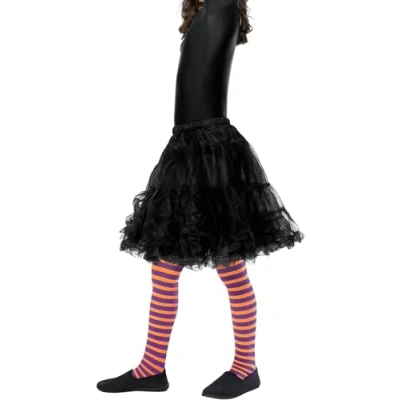 Image of Smiffys Wicked Witch Tights, Child, Orange &amp; Purple Age 6 12, Children&#039;s Tights and Petticoats Fancy Dress, Dress Up Accessories