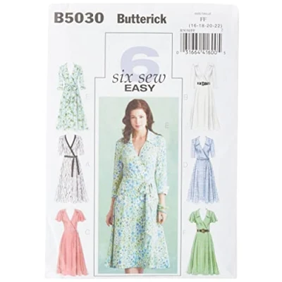 Image of Butterick Patterns B5030 Size FF 16 18 20 22 Misses Dress/Belt and Sash, Pack of 1, White