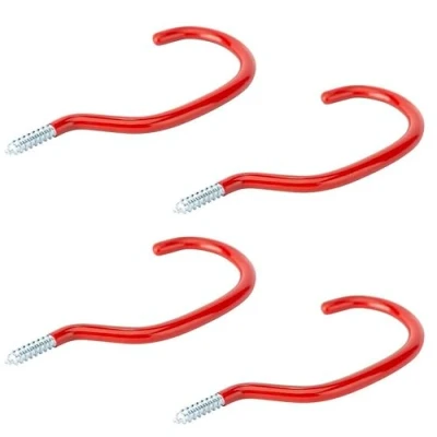 Image of TERF® Universal Tool Hook Screw in Hooks Storage Shed Garage Utility Multi Purpose Set Heavy Duty Wall Mount Vinyl Coated Household for Garden Tools Pack of 4