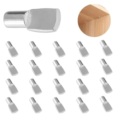 Image of Shelf Support Pegs 20Pcs 5mm Metal for Kitchen Cabinet Bookcase Closet Wardrobe Cupboard Wood Glass Shelves Supports (Rectangular)