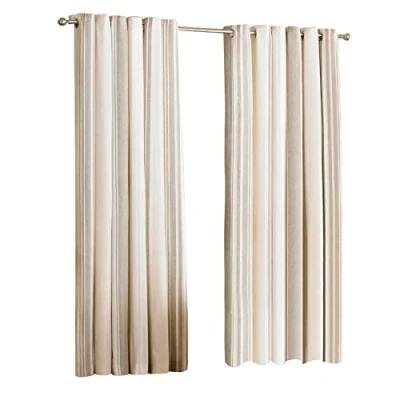 Image of Riva Paoletti Broadway Ringtop Eyelet Curtains (Pair) Coffee, Beige And Cream, 168cm x 183cm
