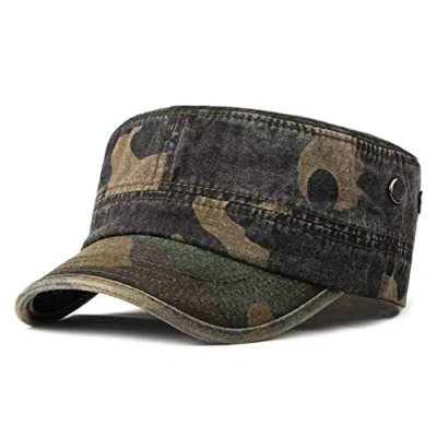 Image of Camouflage Army Cap Classic Military Style Hat Adjustable Mens Baseball (ArmyGreen)