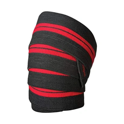 Image of Harbinger Weight Lifting Knee Wrap, Maximum Support, Strength Training Equipment, Red/Black, Pack of 2, 78 Inch