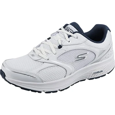Image of Skechers Men&#039;s 220371 WNV Sneaker, White and Navy Leather/Textile, 6.5 UK