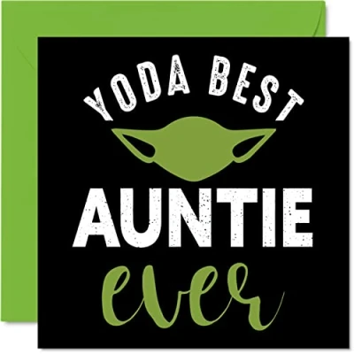 Image of Funny Birthday Cards for Auntie Yoda Best Joke Happy Card Aunt from Nephew Niece, Banter Aunty Gifts, 145mm x Greeting Gift