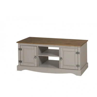 Image of Mercers Furniture Corona Grey Wax 2 Door TV Unit