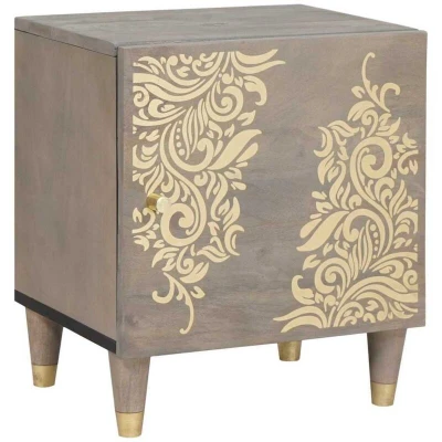 Image of vidaXL Bedside Cabinet Grey 40 x 33 46 cm Solid mango wood